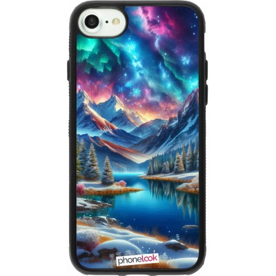 Coque iPhone 7 / 8 / SE (2020, 2022) - Silicone rigide noir Fantasy Mountain Lake Sky Stars