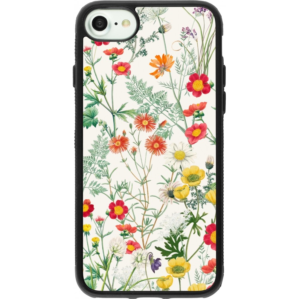 iPhone 7 / 8 / SE (2020, 2022) Case Hülle - Silikon schwarz Flora Botanical Wildlife