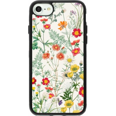 Coque iPhone 7 / 8 / SE (2020, 2022) - Silicone rigide noir Flora Botanical Wildlife