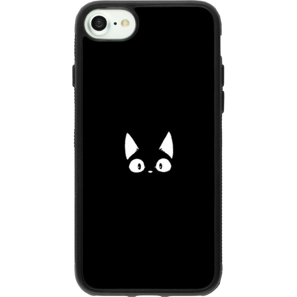 Coque iPhone 7 / 8 / SE (2020, 2022) - Silicone rigide noir Funny cat on black