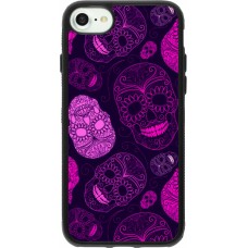 Coque iPhone 7 / 8 / SE (2020, 2022) - Silicone rigide noir Halloween 2023 pink skulls