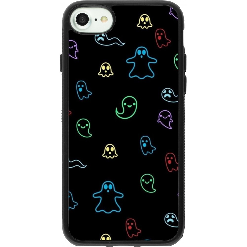 Coque iPhone 7 / 8 / SE (2020, 2022) - Silicone rigide noir Halloween 2024 colorful ghosts