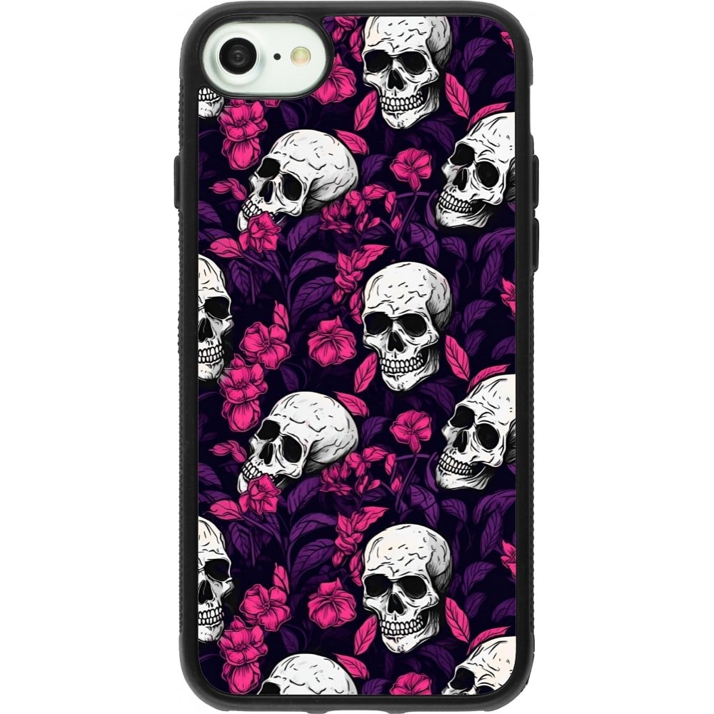 Coque iPhone 7 / 8 / SE (2020, 2022) - Silicone rigide noir Halloween 2024 romantic skulls