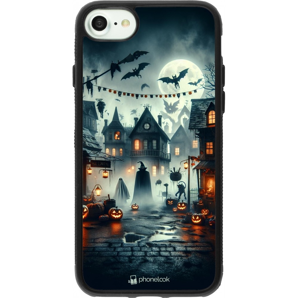 Coque iPhone 7 / 8 / SE (2020, 2022) - Silicone rigide noir Halloween Spookville