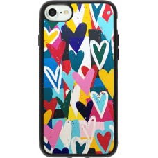 Coque iPhone 7 / 8 / SE (2020, 2022) - Silicone rigide noir Joyful Hearts