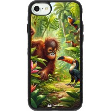 Coque iPhone 7 / 8 / SE (2020, 2022) - Silicone rigide noir Jungle Tropicale Tayrona