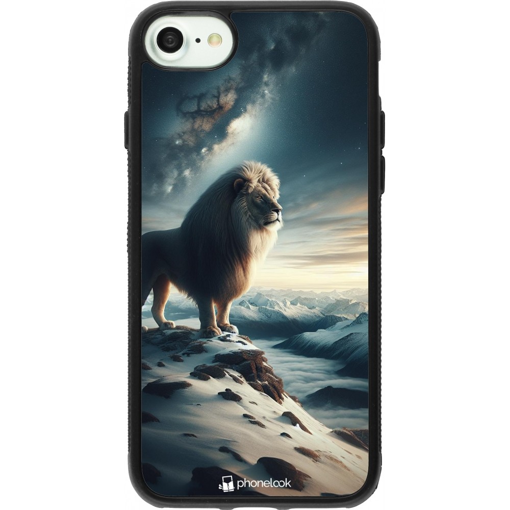 Coque iPhone 7 / 8 / SE (2020, 2022) - Silicone rigide noir Le lion blanc