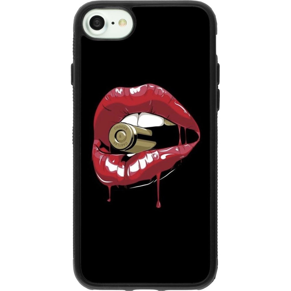 Coque iPhone 7 / 8 / SE (2020, 2022) - Silicone rigide noir Lips bullet