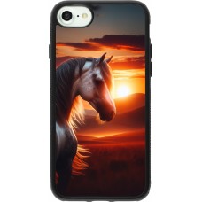 Coque iPhone 7 / 8 / SE (2020, 2022) - Silicone rigide noir Majestic Sunset Horse