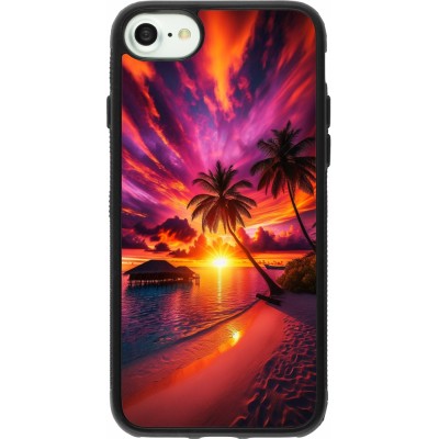 Coque iPhone 7 / 8 / SE (2020, 2022) - Silicone rigide noir Maldives Dusk Bliss