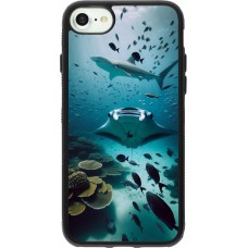 Coque iPhone 7 / 8 / SE (2020, 2022) - Silicone rigide noir Manta Lagon Nettoyage