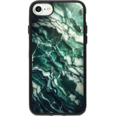 Coque iPhone 7 / 8 / SE (2020, 2022) - Silicone rigide noir Marbre vert majestueux