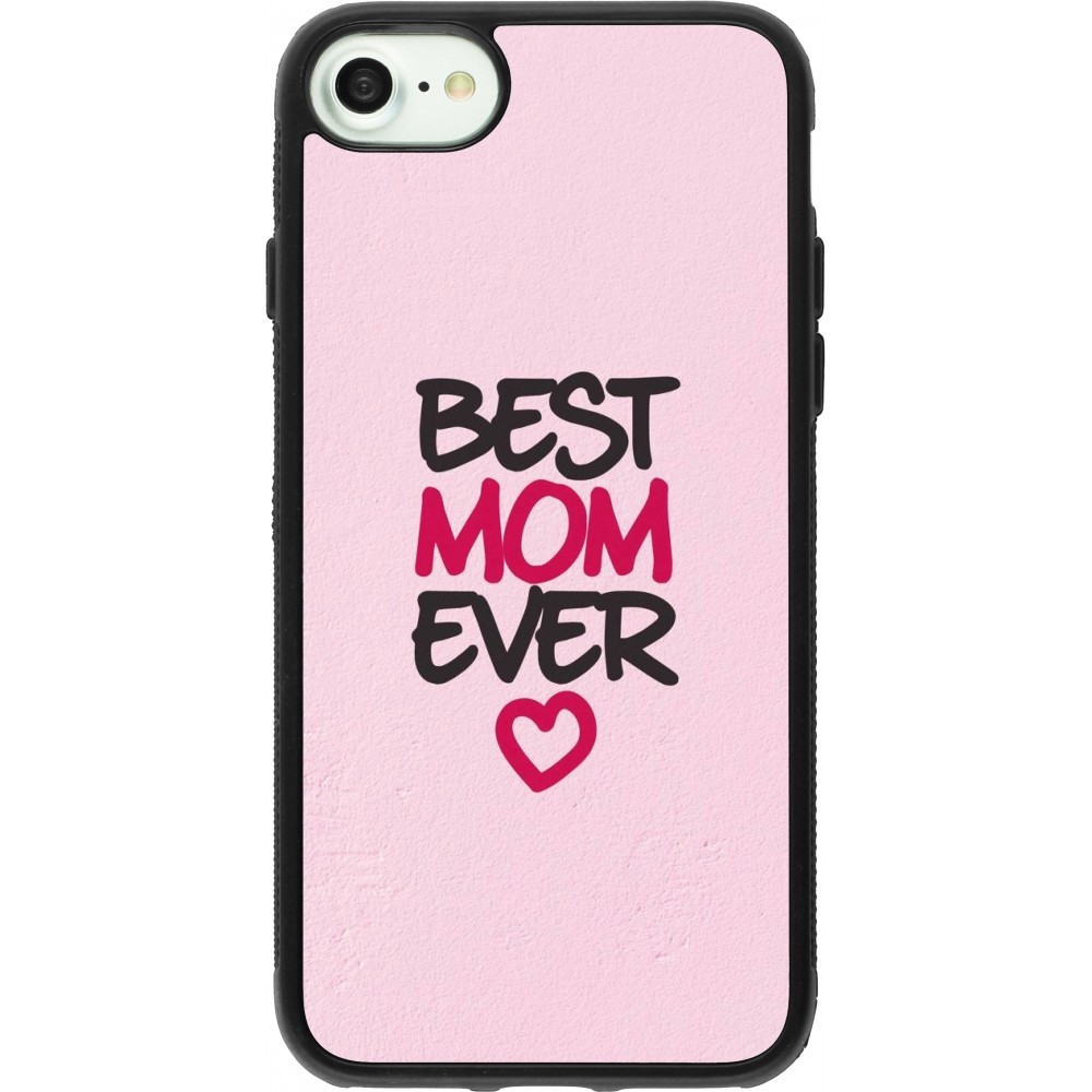 Coque iPhone 7 / 8 / SE (2020, 2022) - Silicone rigide noir Mom 2023 best Mom ever pink