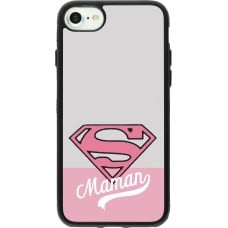 Coque iPhone 7 / 8 / SE (2020, 2022) - Silicone rigide noir Mom 2024 Super hero maman