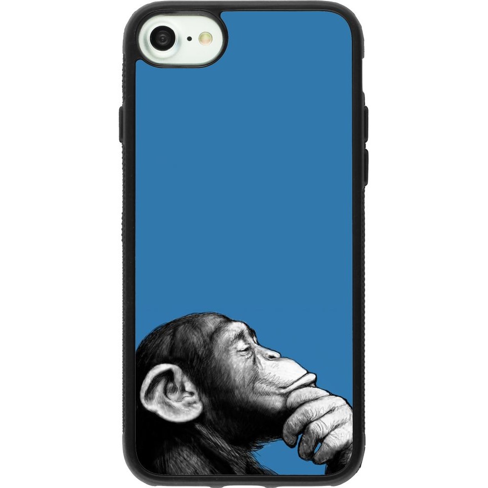 Coque iPhone 7 / 8 / SE (2020, 2022) - Silicone rigide noir Monkey Pop Art