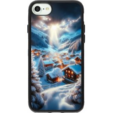 Coque iPhone 7 / 8 / SE (2020, 2022) - Silicone rigide noir Mont Neige Lumière