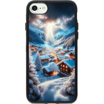 Coque iPhone 7 / 8 / SE (2020, 2022) - Silicone rigide noir Mont Neige Lumière