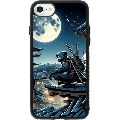 Coque iPhone 7 / 8 / SE (2020, 2022) - Silicone rigide noir Ninja sous la lune