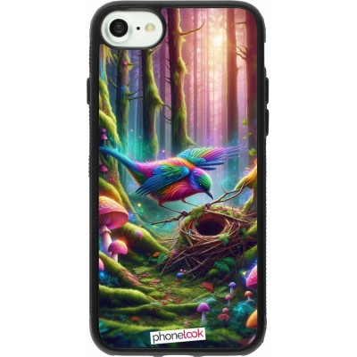 Coque iPhone 7 / 8 / SE (2020, 2022) - Silicone rigide noir Oiseau Nid Forêt