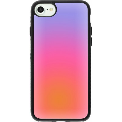 Coque iPhone 7 / 8 / SE (2020, 2022) - Silicone rigide noir Orange Pink Blue Gradient