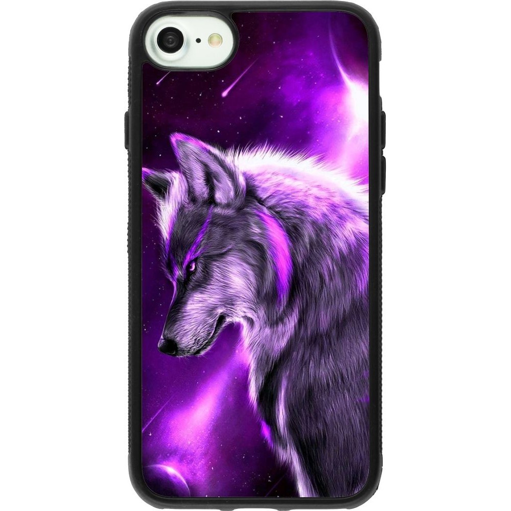 Coque iPhone 7 / 8 / SE (2020, 2022) - Silicone rigide noir Purple Sky Wolf