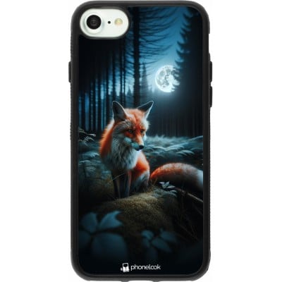 Coque iPhone 7 / 8 / SE (2020, 2022) - Silicone rigide noir Renard lune forêt