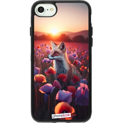 Coque iPhone 7 / 8 / SE (2020, 2022) - Silicone rigide noir Renard pourpre au crépuscule