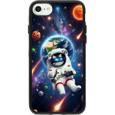 Coque iPhone 7 / 8 / SE (2020, 2022) - Silicone rigide noir VR SpaceCat Odyssey