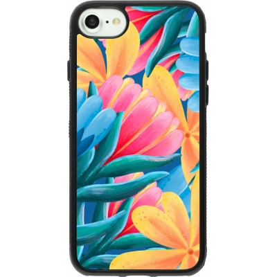 Coque iPhone 7 / 8 / SE (2020, 2022) - Silicone rigide noir Spring 23 colorful flowers