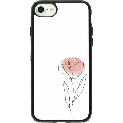 Coque iPhone 7 / 8 / SE (2020, 2022) - Silicone rigide noir Spring 23 minimalist flower