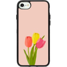 Coque iPhone 7 / 8 / SE (2020, 2022) - Silicone rigide noir Spring 23 tulip trio