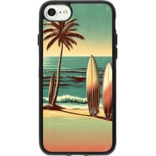 Coque iPhone 7 / 8 / SE (2020, 2022) - Silicone rigide noir Surf Paradise