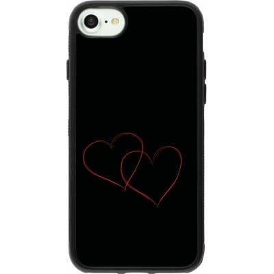 Coque iPhone 7 / 8 / SE (2020, 2022) - Silicone rigide noir Valentine 2023 attached heart