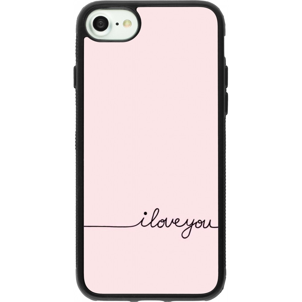 Coque iPhone 7 / 8 / SE (2020, 2022) - Silicone rigide noir Valentine 2023 i love you writing