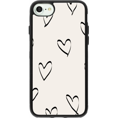 Coque iPhone 7 / 8 / SE (2020, 2022) - Silicone rigide noir Valentine 2023 minimalist hearts