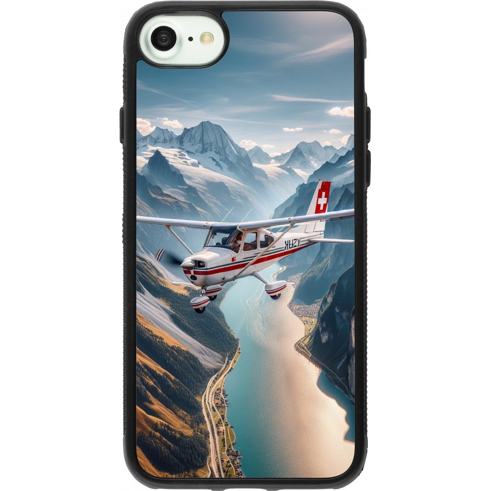 Coque iPhone 7 / 8 / SE (2020, 2022) - Silicone rigide noir Vol Alpin Suisse