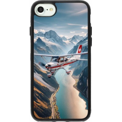 Coque iPhone 7 / 8 / SE (2020, 2022) - Silicone rigide noir Vol Alpin Suisse