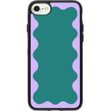 Coque iPhone 7 / 8 / SE (2020, 2022) - Silicone rigide noir Wavy Rectangle Green Purple