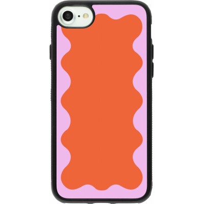 Coque iPhone 7 / 8 / SE (2020, 2022) - Silicone rigide noir Wavy Rectangle Orange Pink