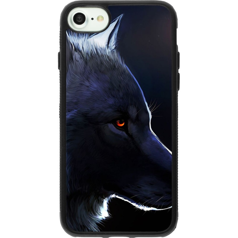 Coque iPhone 7 / 8 / SE (2020, 2022) - Silicone rigide noir Wolf Shape