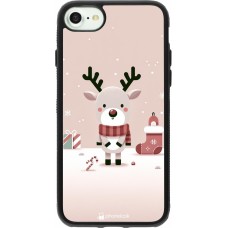 Coque iPhone 7 / 8 / SE (2020, 2022) - Silicone rigide noir Noël 2023 Choupinette Renne