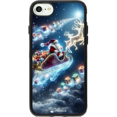 Coque iPhone 7 / 8 / SE (2020, 2022) - Silicone rigide noir Noël 2023 Père Noël enchanté