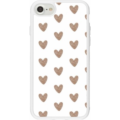 Coque iPhone 7 / 8 / SE (2020, 2022) - Silicone rigide blanc Autumn 2024 brown hearts