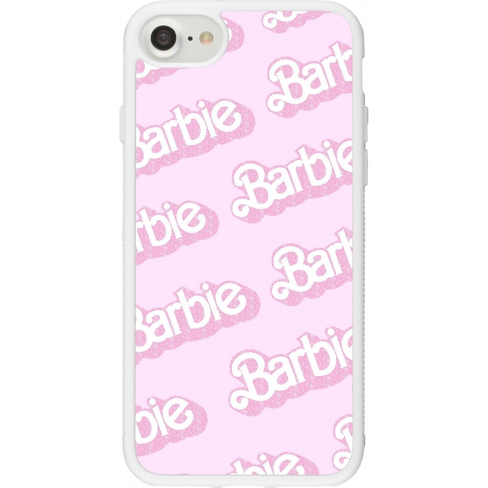 Coque iPhone 7 / 8 / SE (2020, 2022) - Silicone rigide blanc Barbie light pink pattern