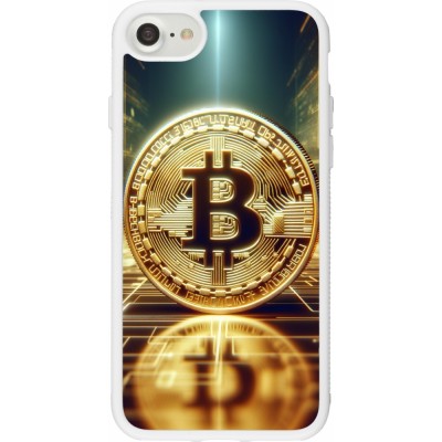 Coque iPhone 7 / 8 / SE (2020, 2022) - Silicone rigide blanc Bitcoin Standing