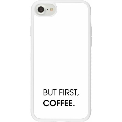 Coque iPhone 7 / 8 / SE (2020, 2022) - Silicone rigide blanc But first Coffee