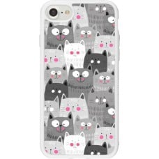 Coque iPhone 7 / 8 / SE (2020, 2022) - Silicone rigide blanc Chats gris troupeau