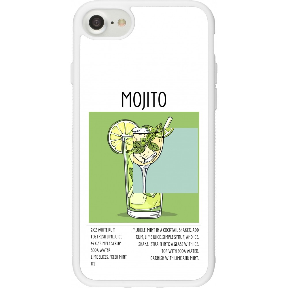 Coque iPhone 7 / 8 / SE (2020, 2022) - Silicone rigide blanc Cocktail recette Mojito