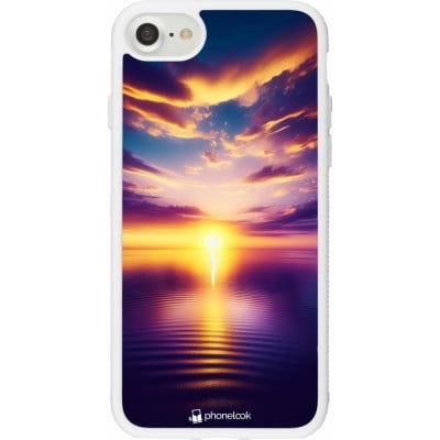 Coque iPhone 7 / 8 / SE (2020, 2022) - Silicone rigide blanc Coucher soleil jaune violet