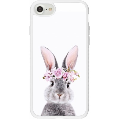 Coque iPhone 7 / 8 / SE (2020, 2022) - Silicone rigide blanc Easter 2023 flower bunny